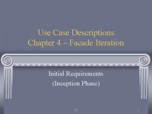 Use Case Descriptions Chapter 4 Facade Iteration Initial