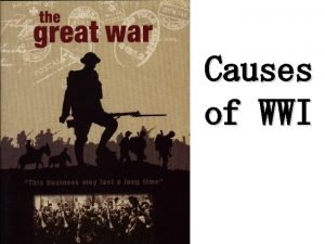 Causes of WWI M A I N Militarism