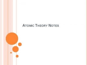 ATOMIC THEORY NOTES ATOMIC THEORY First attempts of