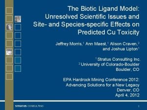 The Biotic Ligand Model Unresolved Scientific Issues and