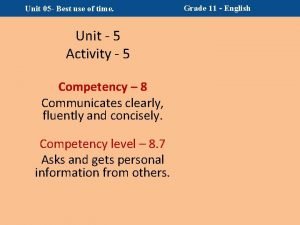 Grade 11 english unit 5