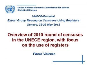 United Nations Economic Commission for Europe Statistical Division