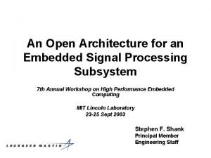 Embedded signal processing solutions