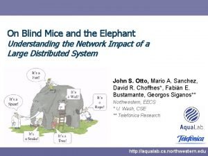 On Blind Mice and the Elephant Understanding the