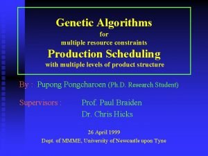 Genetic Algorithms for multiple resource constraints Production Scheduling