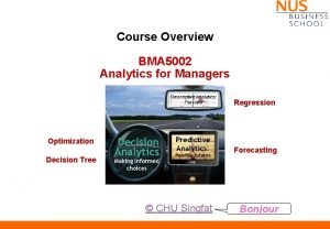 Course Overview BMA 5002 Analytics for Managers Regression