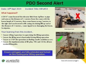 PDO Second Alert Main contractor name LTI Date