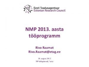 NMP 2013 aasta tprogramm Rivo Raamat Rivo Raamatetag