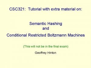 CSC 321 Tutorial with extra material on Semantic
