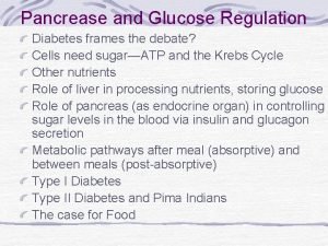 Pancrease and Glucose Regulation Diabetes frames the debate