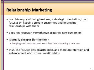Relationship marketing philosophy