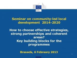 Seminar on communityled local development 2014 2020 How