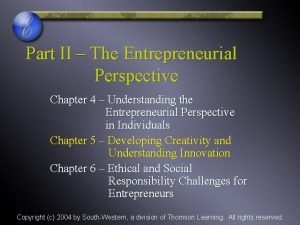 Entrepreneurial perspective