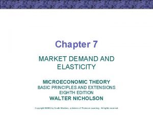 Chapter 7 MARKET DEMAND ELASTICITY MICROECONOMIC THEORY BASIC