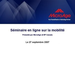 Sminaire en ligne sur la mobilit Prsent par