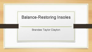 BalanceRestoring Insoles Brandee Taylor Clayton Age Related Dizziness