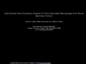 HighDensity Gene Expression Analysis of TumorAssociated Macrophages from