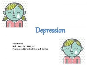 Depression Beth Kalicki Heli J Roy Ph D