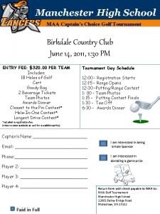 MAA Captains Choice Golf Tournament Birkdale Country Club