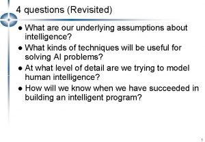 Underlying assumptions of ai Underlying assumptions of ai