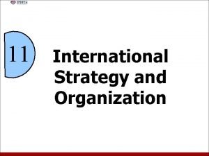 11 International Strategy and Organization Chapter Objectives Explain