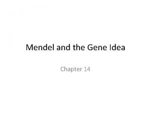 Chapter 11 mendel and the gene idea