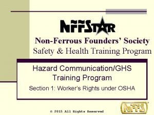 NonFerrous Founders Society Safety Health Training Program Hazard