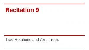 Recitation 9 Tree Rotations and AVL Trees BSTs