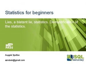 Statistics for beginners