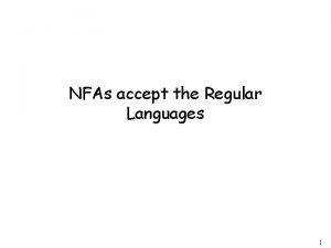 NFAs accept the Regular Languages 1 Equivalence of