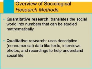 Quantitative sociological research