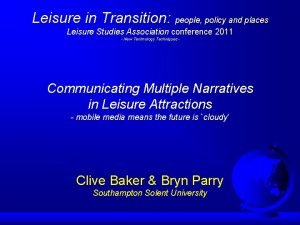 Leisure in Transition people policy and places Leisure