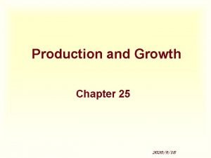 Production and Growth Chapter 25 2020918 IN THIS