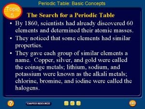 Basic concepts of periodic table