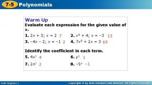 Polynomial in standard form