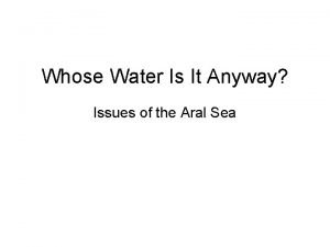 Whose water is it anyway