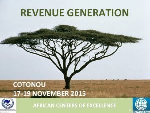 REVENUE GENERATION COTONOU 17 19 NOVEMBER 2015 AFRICAN