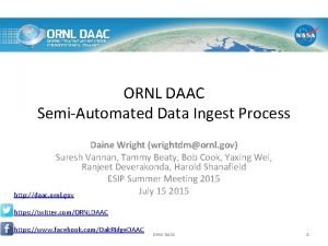 ORNL DAAC SemiAutomated Data Ingest Process Daine Wright