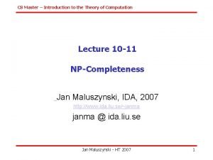 CS Master Introduction to the Theory of Computation