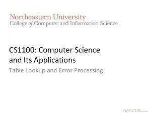 CS 1100 Computer Science and Its Applications Table