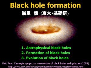 Black hole formation 1 Astrophysical black holes 2