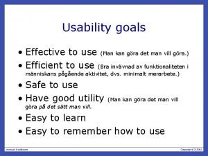 Usability goals Effective to use Man kan gra