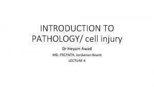 INTRODUCTION TO PATHOLOGY cell injury Dr Heyam Awad