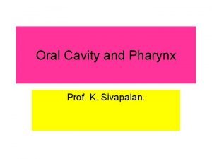 Oral Cavity and Pharynx Prof K Sivapalan Salivary