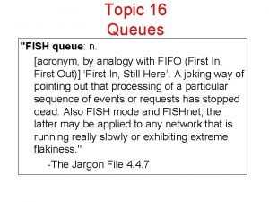 Topic 16 Queues FISH queue n acronym by