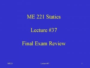 ME 221 Statics Lecture 37 Final Exam Review