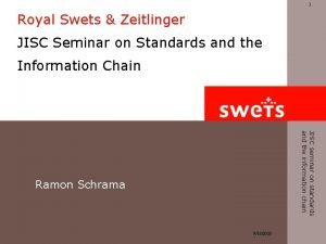 1 Royal Swets Zeitlinger JISC Seminar on Standards