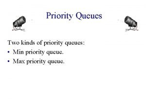 Priority Queues Two kinds of priority queues Min