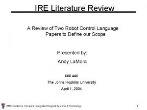 IRE Literature Review A Review of Two Robot