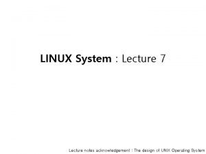 Linux lecture notes